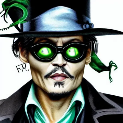 Prompt: Johnny Depp as the Riddler