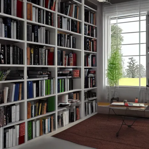 Image similar to photo of the book-reader paradise, 8k render, beautiful place