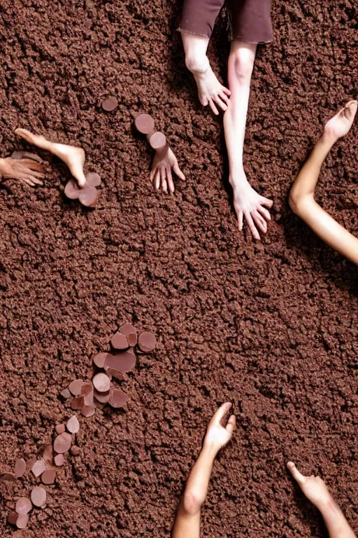 Image similar to gays people in a chocolate field. high detail