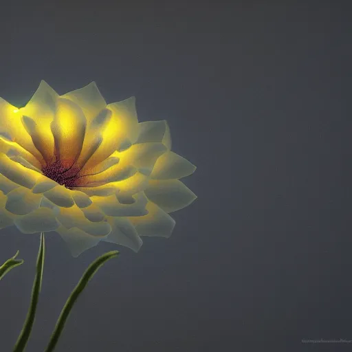 Image similar to Luminescent flower blooming at twilight, cgsociety