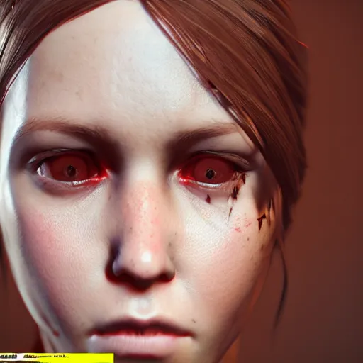 Image similar to character design of a female protagonist of a horror game, unreal engine, cgsociety, detailed, cinematic, hyperrealistic, blender