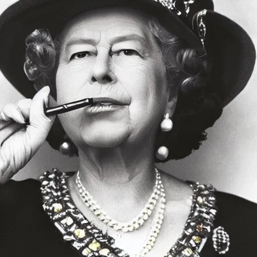 Image similar to Queen Elizabeth smoking weed Bob Marly Cover Art