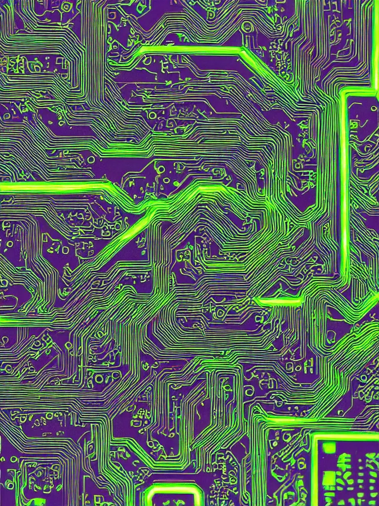 Image similar to neon lit printed circuit board by disney concept artists, blunt borders, rule of thirds