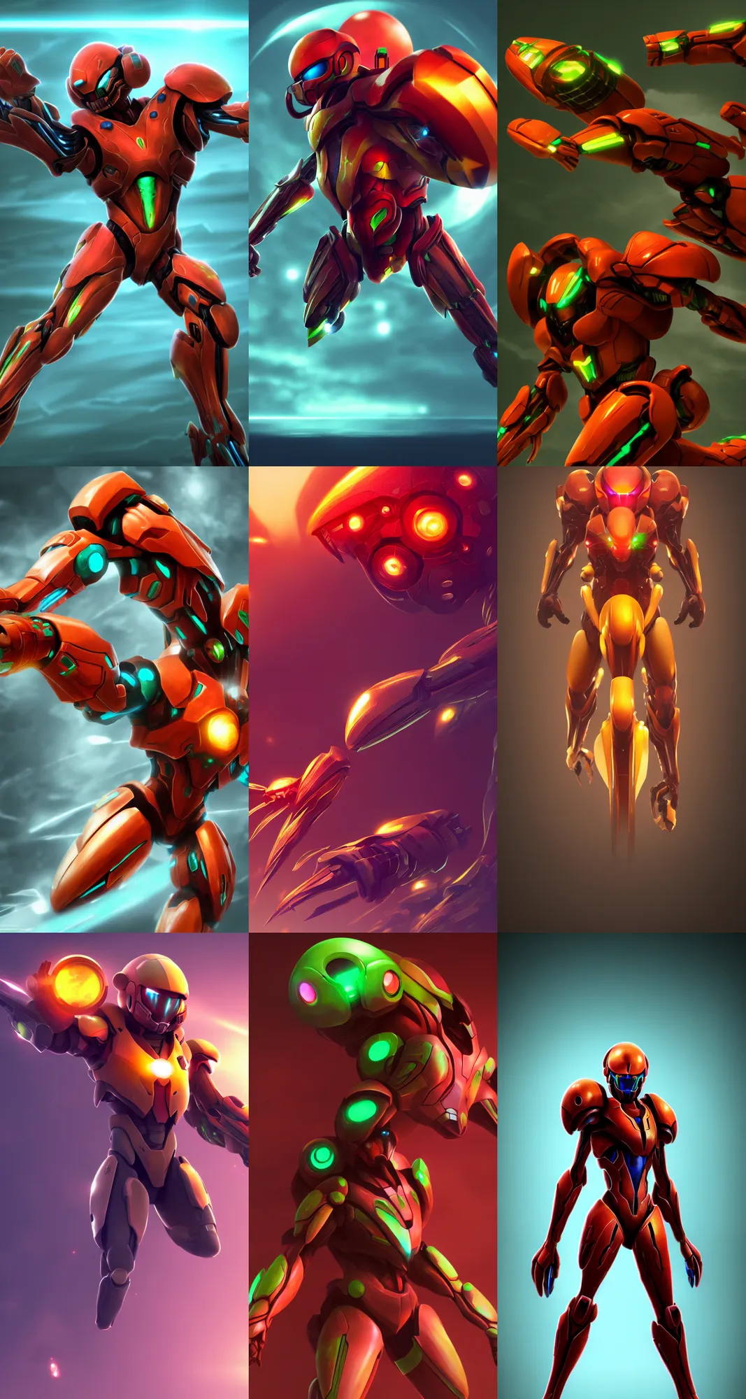 Prompt: metroid, concept art, wallpaper, desktop background, minimalist, behance, artstation, deviantart, octane render