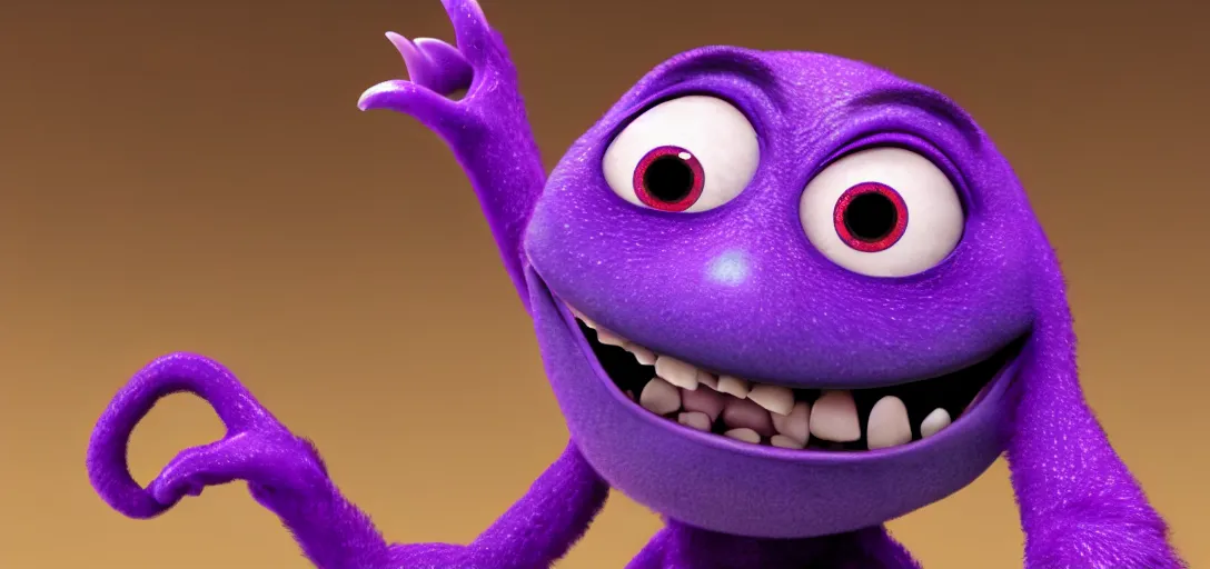 Prompt: a purple monster which is adorable, pixar, 4k, 100mm, full monster in frame