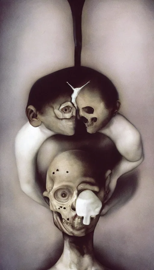 Prompt: life and death mixing together, by gottfried helnwein
