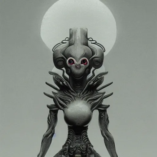 Image similar to naraka buddhist demon korean female, appy female alien, tubular creature, blood vesels, no face, dystopian surrealism, alex ries zdzisław beksinski, symmetrical long head, smooth marble surfaces, smooth marble surfaces, detailed ink illustration, detailed ink illustration, raiden metal gear, cinematic smooth stone, deep aesthetic, concept art, intricate