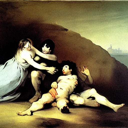 Prompt: last day on earth by francisco goya