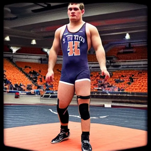 Prompt: “a realistic detailed photo of a American college wrestler called Daton Fix from Oklahoma State University wearing his wrestling singlet”