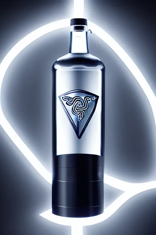 Prompt: vodka bottle, by razer, gaming vodka, promotional photo, rgb lights, cinematic