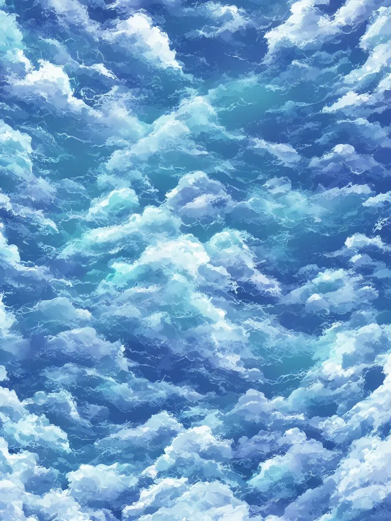 Prompt: sea cloud blue white cartoon background by bramofzo trending on artstation