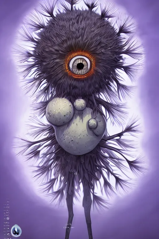 Prompt: a humanoid figure dandelion monster with large orb eyes, highly detailed, digital art, sharp focus, trending on art station, artichoke, anime art style