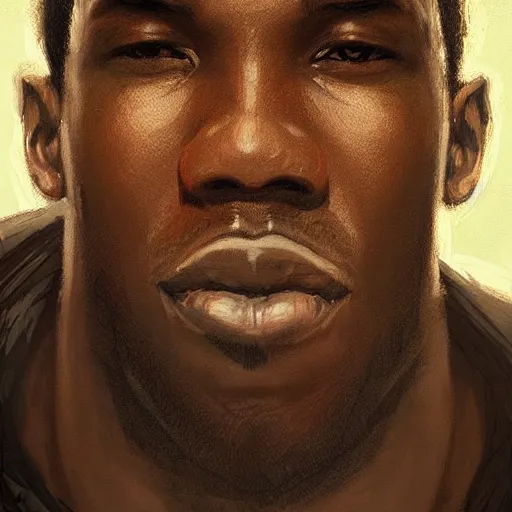 Image similar to “Portrait of Michael Bakari Jordan by Greg Rutkowski, young, manly, attractive, strong, older brother vibes, highly detailed portrait, scifi, digital painting, artstation, concept art, smooth, sharp foccus ilustration, Artstation HQ”