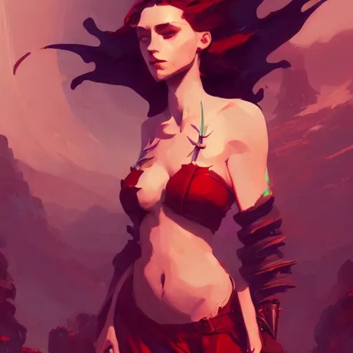 Image similar to a beautiful red sorceress wearing crop top, game of thrones concept art by pete mohrbacher and guweiz and ilya kuvshinov, digital art, highly detailed, intricate, sharp focus, trending on artstation hq, deviantart, unreal engine 5, 4 k uhd image