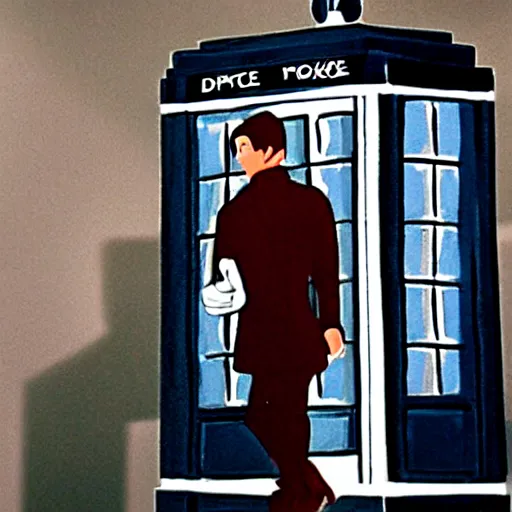 Prompt: mr spock exiting the tardis