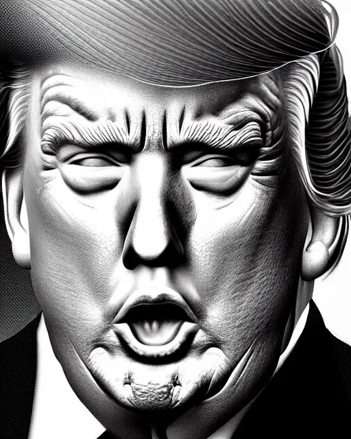 Prompt: digital art, portrait of donald trump sweating profusely, by alan bean, ultra detailed, character design, concept art, trending on artstation,