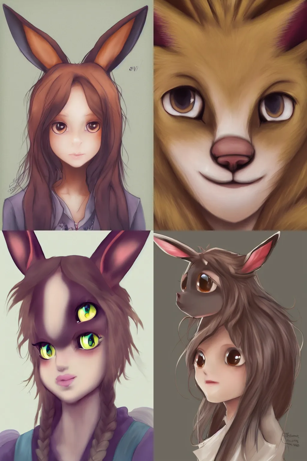 Prompt: close up face of a (((anthro))) girl (eevee), portrait,