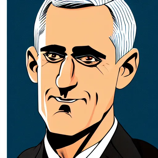 Prompt: digital portrait of secretary of denis mcdonough face with featureless eyes, cover art of graphic novel, evil laugh, menacing, Machiavellian puppetmaster, villain, simple style, solid colors, clean lines, clean ink, trending on artstation