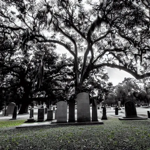 Prompt: 4 k, high quality, detailed, award winning photography of magnolia cemetery.