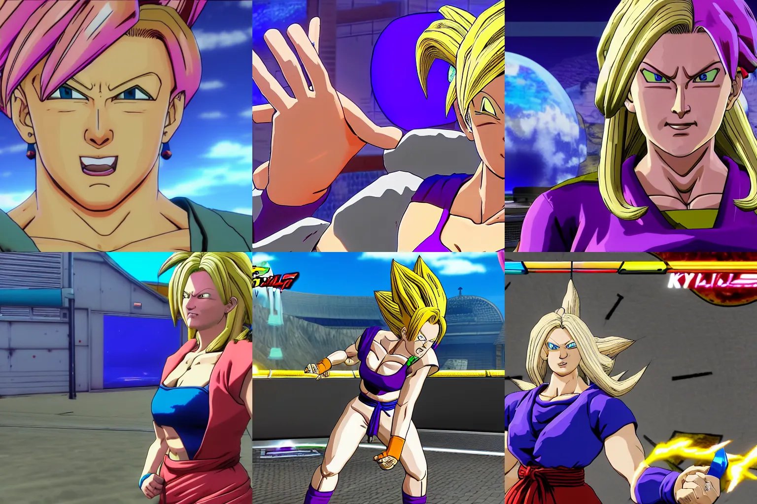 Prompt: Skyler White in Dragon Ball FighterZ, game engine, hd, screenshot