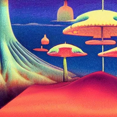 Image similar to close up portrait of a man and woman having fun with lsd and magic mushrooms by kawase hasui, moebius, Edward Hopper and James Gilleard, Zdzislaw Beksinski, Steven Outram, 8k, volumetric lighting, artstation