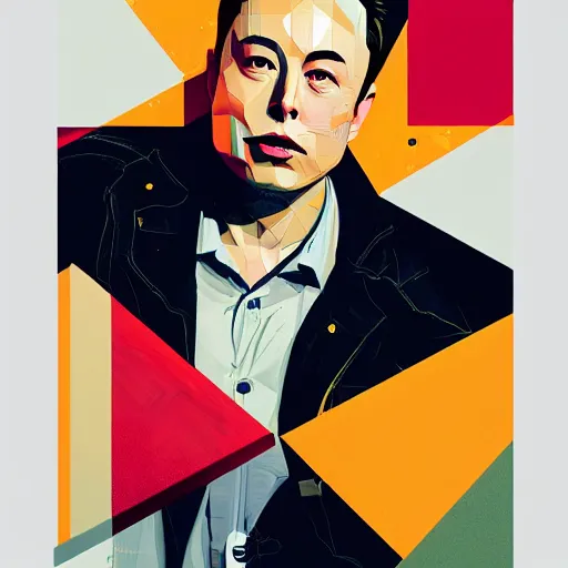 Prompt: Elon Musk profile picture by Sachin Teng, asymmetrical, Organic Painting , Matte Painting, geometric shapes, hard edges, graffiti, street art:2 by Sachin Teng:4