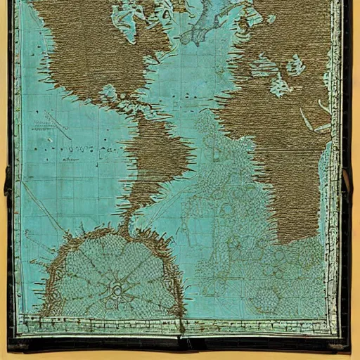 Image similar to an exquisite 3 d map, black and teal paper, intricate, highly detailed, epic, infographic, marginalia, unreal engine