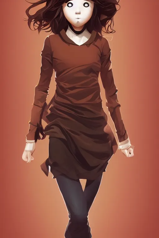 Image similar to girl with medium length brown hair. black shirt. no face visible. centered median photoshop filter cutout vector behance hd artgerm jesper ejsing!