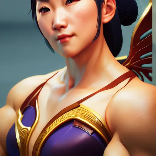 Image similar to portrait of chun li, au naturel, hyper detailed, digital art, trending in artstation, cinematic lighting, studio quality, smooth render, unreal engine 5 rendered, octane rendered, art style by klimt and nixeu and ian sprigger and wlop and krenz cushart.