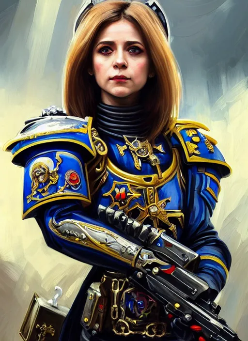 Image similar to natalia poklonskaya as warhammer 4 0 k character, portrait, intricate, elegant, highly detailed, digital painting, artstation, concept art, wallpaper, smooth, sharp focus, illustration, art by h. r. giger and artgerm and greg rutkowski and alphonse mucha