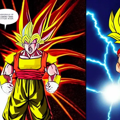 Prompt: super saiyan obama vs super saiyan donald trump