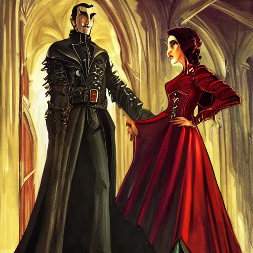 Image similar to Strahd von Zarovich taking Ireena, dramatic, realistic, detailed, wide shot