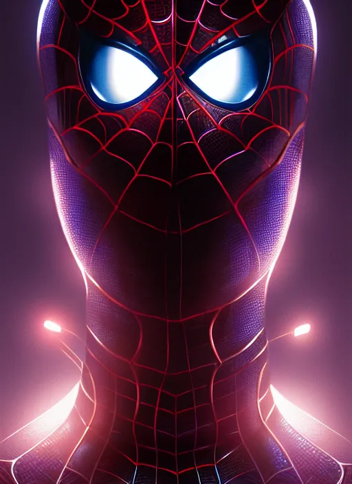 Prompt: symmetry!! portrait of cyborg spiderman, glowing lights!! intricate, elegant, highly detailed, digital painting, artstation, concept art, smooth, sharp focus, illustration, art by artgerm and greg rutkowski and alphonse mucha