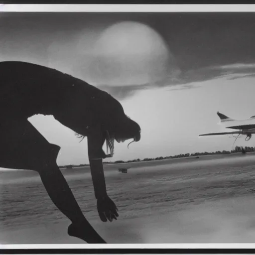 Image similar to rachel bloom discovers flight, kitty hawk, black and white photograph