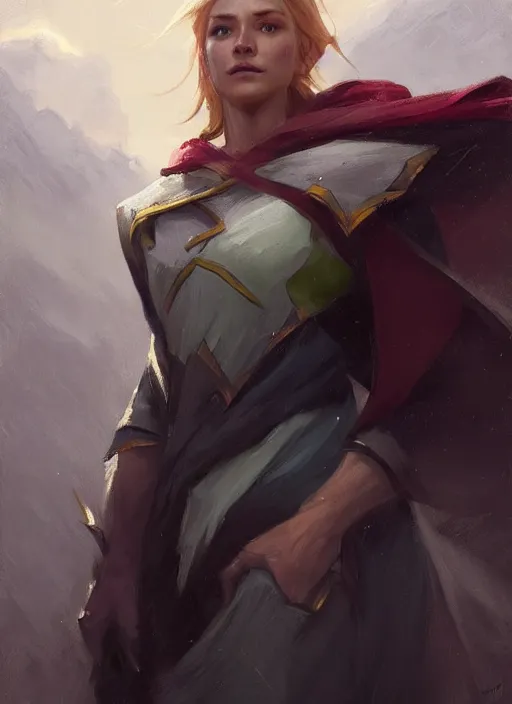 Image similar to portrait of Windrunner from DOTA 2, countryside, calm, fantasy character portrait, dynamic pose, above view, sunny day, thunder clouds in the sky, artwork by Jeremy Lipkin and Giuseppe Dangelico Pino and Michael Garmash and Rob Rey, very coherent asymmetrical artwork, sharp edges, perfect face, simple form, 100mm