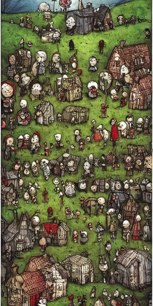 Image similar to a pilgrim scene by alexander jansson and where's waldo