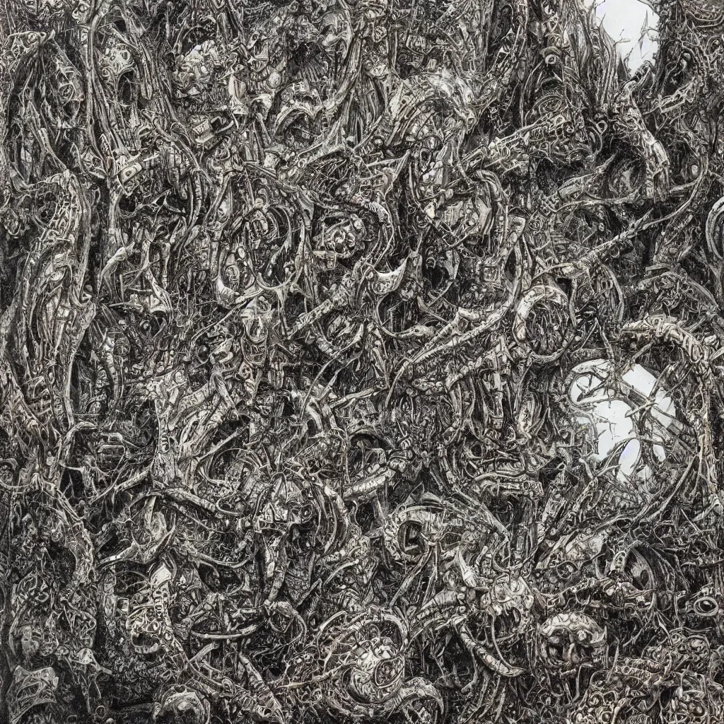 Image similar to ian miller realms of chaos, ultra detail