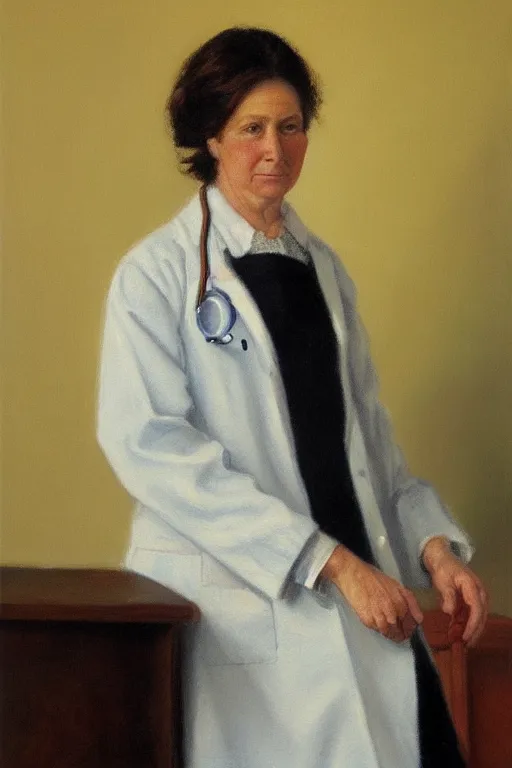 Prompt: a woman doctor, painting by by ralph grady james, jean christian biville