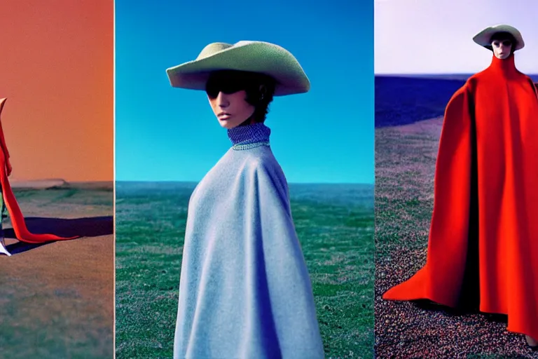 Prompt: fashion editorial photography in a world inspired by jean giraud moebius