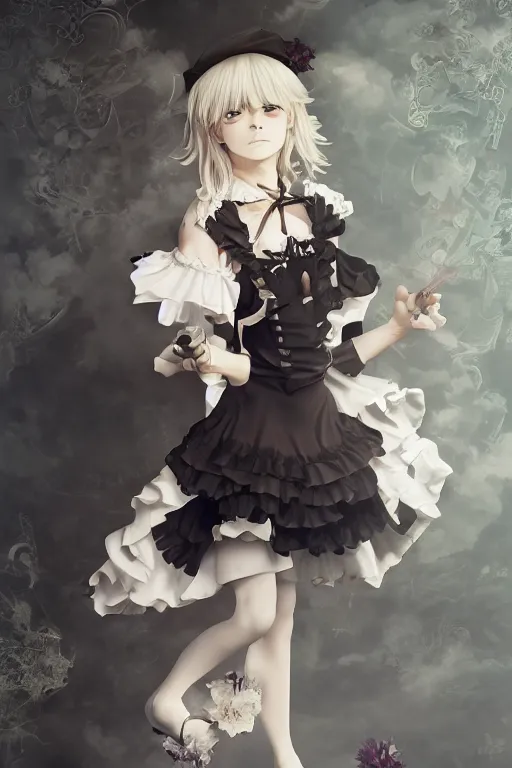 Prompt: Kirisame marisa from touhou, dramatic, elaborate emotive Baroque and Rococo styles to emphasize beauty as a transcendental, 8k image, ultra-realistic, the style of WLOP
