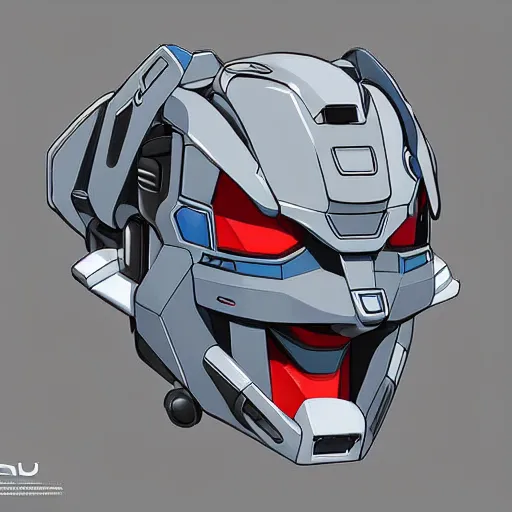 Prompt: gundam head, v - fin, taiyo robotics, highly detailed illustration, custom design, dribbble. com, by secondsyndicate studio,