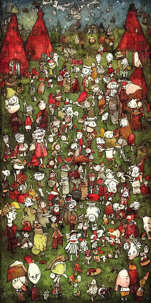 Image similar to a thanksgiving scene by alexander jansson and where's waldo