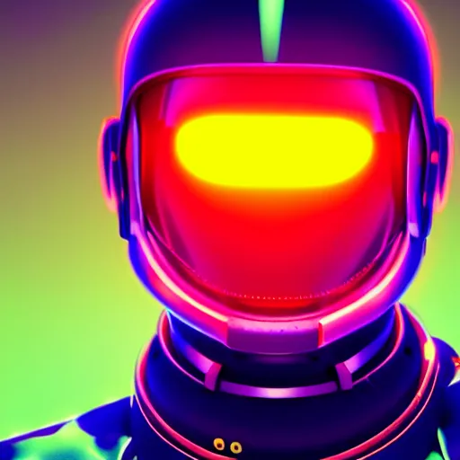 Image similar to synthwave astronaut face with neon eyes detailed face, sharp focus, synthwave art, aesthetic, octane render, raw, cinematic