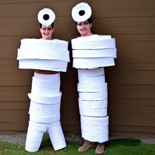 Image similar to creative costume made with toilet paper