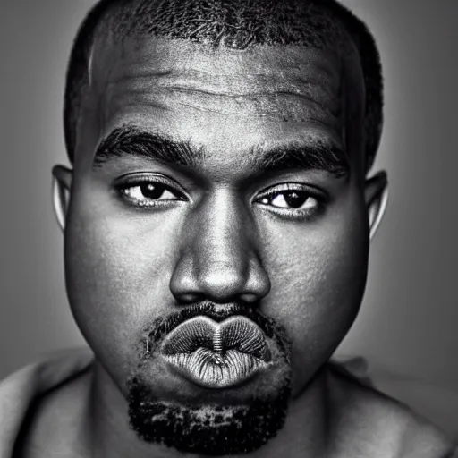 Image similar to the face of young kanye west at 2 1 years old, portrait by julia cameron, chiaroscuro lighting, shallow depth of field, 8 0 mm, f 1. 8