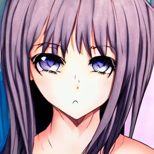 Image similar to beautiful anime girl proportional symetrical facial features