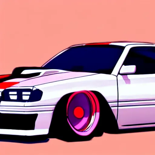 Image similar to a drift car in the style of a 90s anime