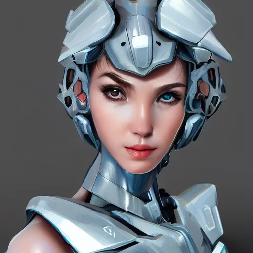 Image similar to heroine, beautiful, female mecha, ultra detailed, digital art, 8 k, hd, character, realistic, portrait, 3 d, hyperrealistic