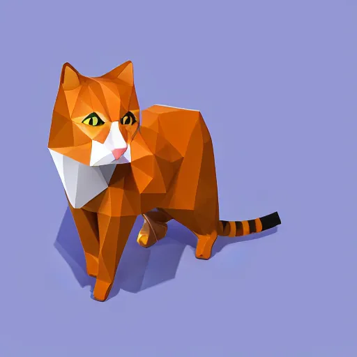 Prompt: cat on white background, 3d isometric, low poly