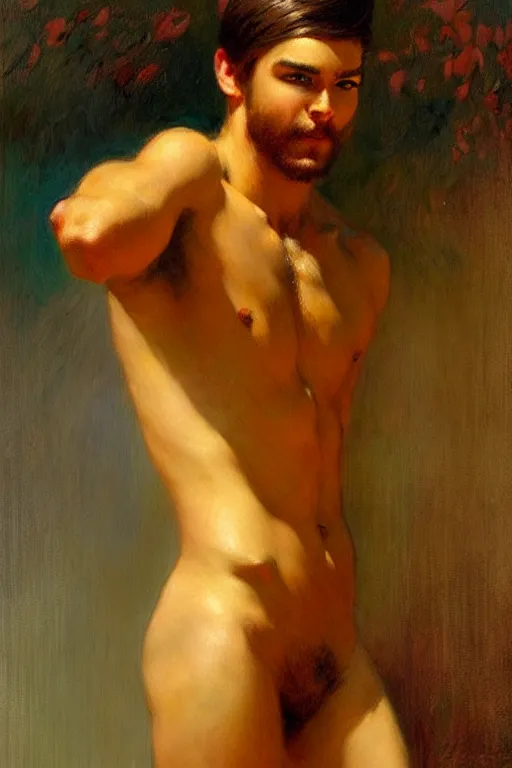 Image similar to attractive male, painting by gaston bussiere, ilya kuvshinov